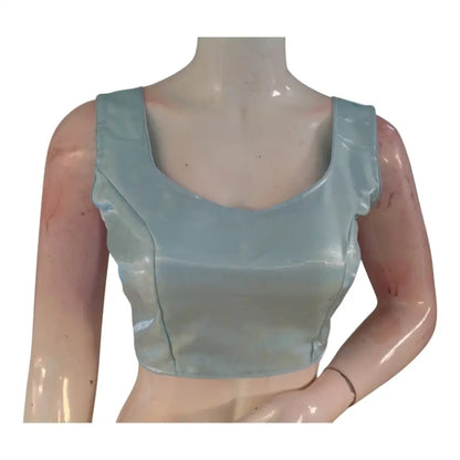 Pastel Blue Color Satin Ready made Saree Blouse: Perfect for Day Events - D3blouses