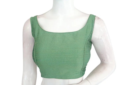 Pastel Elegance, Green Plain Silk Designer Readymade Blouse - D3blouses
