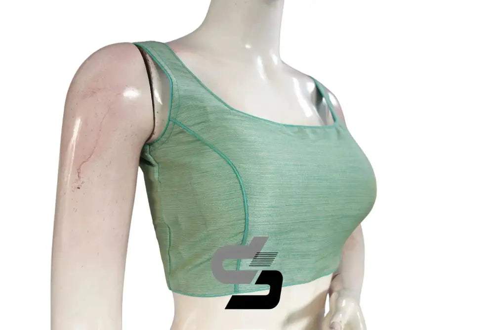 Pastel Perfection, Plain Semi Silk Designer Readymade Saree Blouse - D3blouses