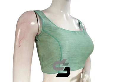 Pastel Perfection, Plain Semi Silk Designer Readymade Saree Blouse - D3blouses