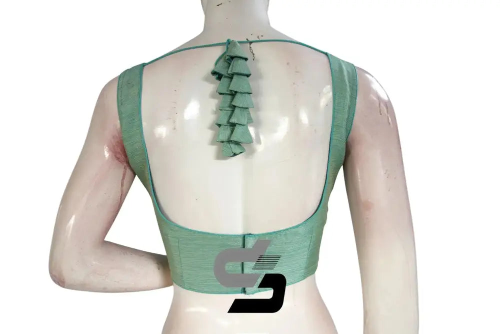 Pastel Perfection, Plain Semi Silk Designer Readymade Saree Blouse - D3blouses