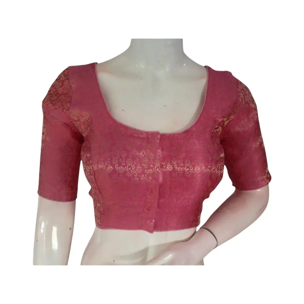Pastel Perfection: Readymade Brocade Silk Saree Blouse - D3blouses