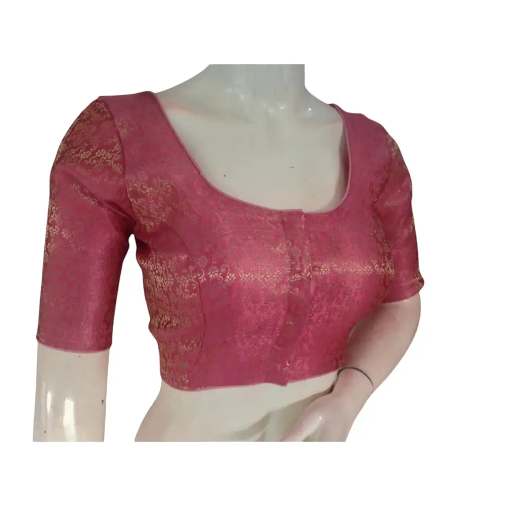 Pastel Perfection: Readymade Brocade Silk Saree Blouse - D3blouses