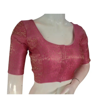 Pastel Perfection: Readymade Brocade Silk Saree Blouse - D3blouses