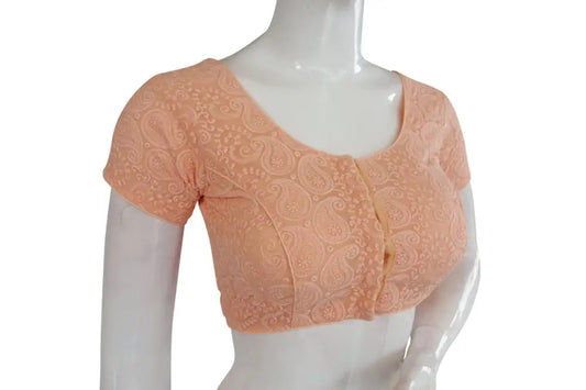 Pastel Pink Color Chikankari Embroidery Readymade saree blouse, Indian Readymade blouse, Croptop - D3blouses