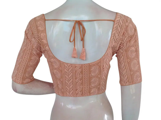 Peach Color Chikankari Embroidery Readymade Blouse - D3blouses