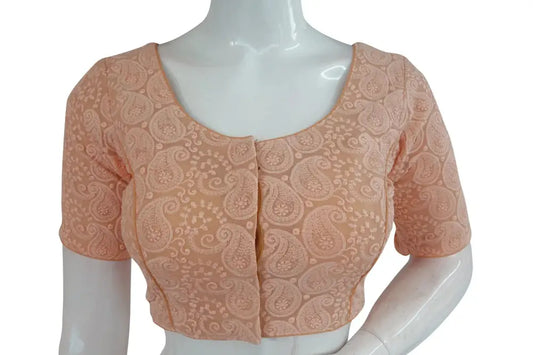 Peach Color Chikankari Embroidery Readymade saree blouse - D3blouses
