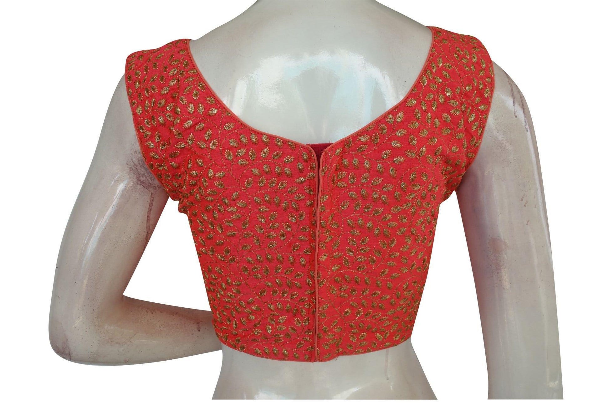 Peach Color Designer Embroidered Readymade Saree blouse - D3blouses