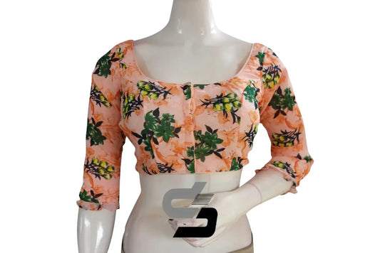 Peach Color Designer Organza 3/4th Sleeve Readymade Saree Blouse With Tassels - D3blouses