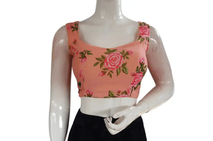 Peach Color Designer Organza Sleeveless Readymade Saree Blouse With Tassels - D3blouses