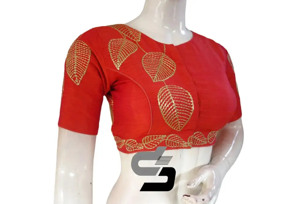 Peach Orange Color Semi Silk Designer, Party Wear Readymade Blouse/ Indian Crop Tops - D3blouses