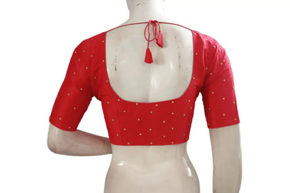 Peach Perfection, Plain Moti Stone Work Indian Saree Readymade Blouse - D3blouses