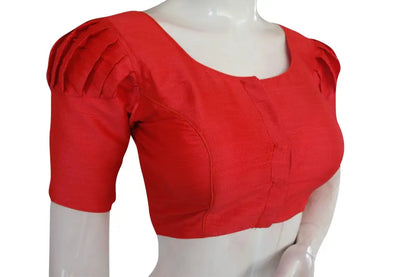 Peach Perfection, Plain Puff Sleeve Readymade Blouse - D3blouses