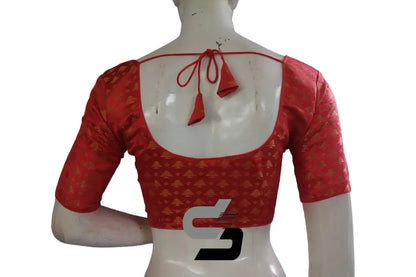 Peach Pink Color Brocade Readymade Saree Blouse - D3blouses