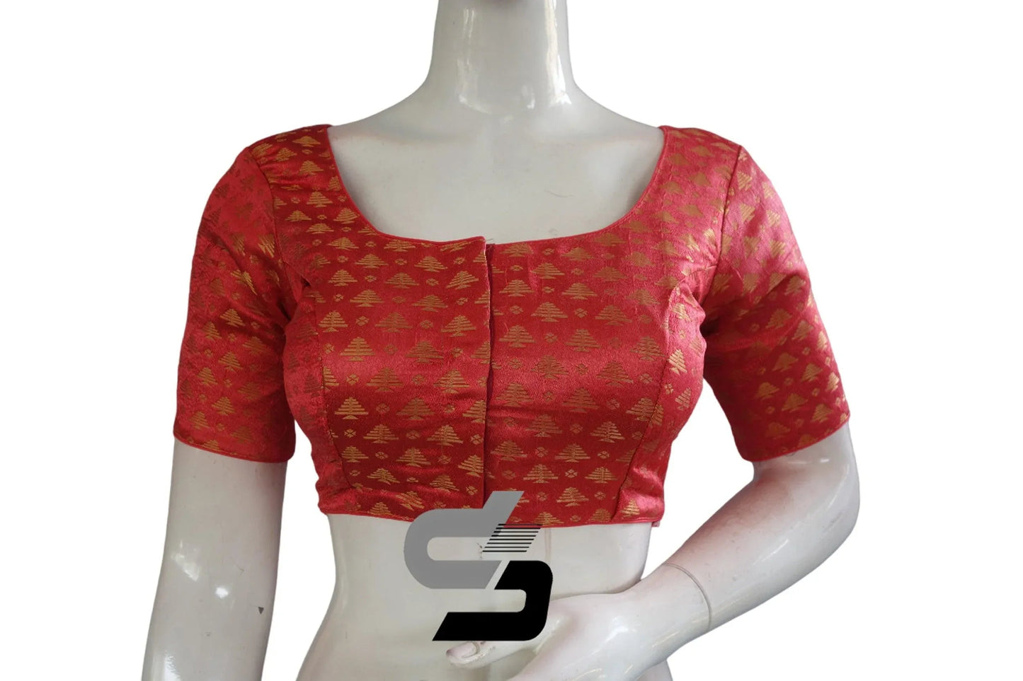 Peach Pink Color Brocade Readymade Saree Blouse - D3blouses