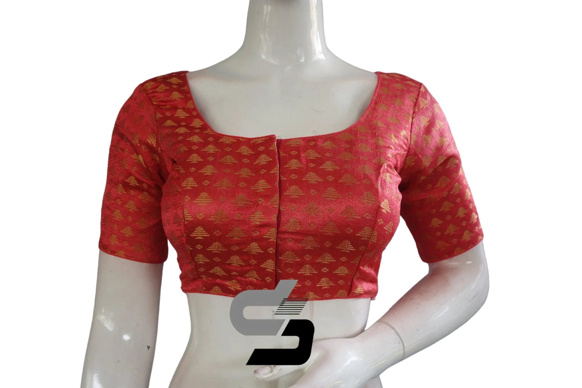 Peach Pink Color Brocade Readymade Saree Blouse - D3blouses