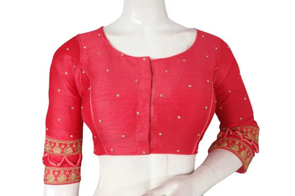Peach Pink Color Designer Readymade saree blouse, Indian 3/4th Sleeves Readymade blouse - D3blouses