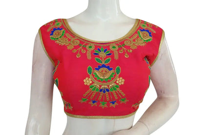 Peach Pink Color Multi Embroidered Designer Readymade Blouse - D3blouses