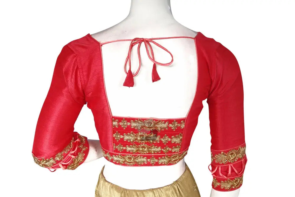 Peach Pink Color SemiSilk Designer Readymade Saree Blouse - D3blouses