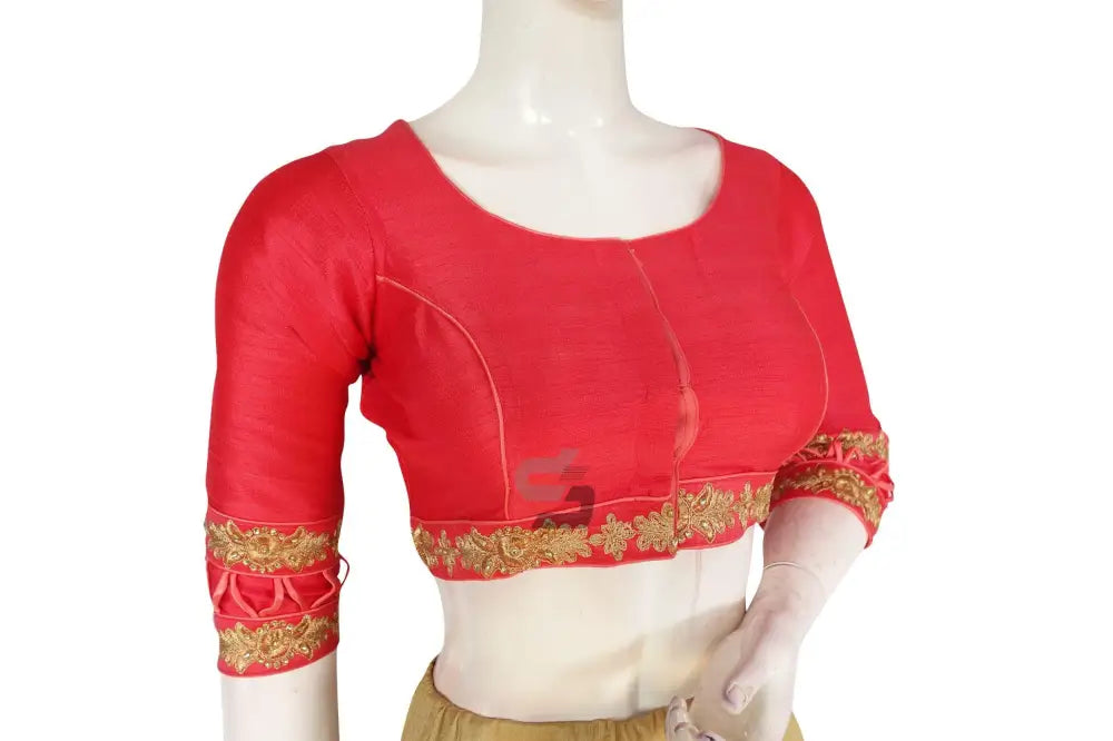 Peach Pink Color SemiSilk Designer Readymade Saree Blouse - D3blouses