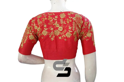 Peach Pink High Neck Designer Embroidered Saree Blouses: Stand Out with Color - D3blouses