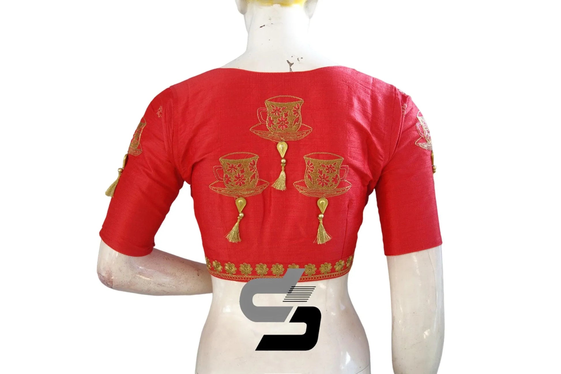 Peach Pink High Neck Designer Silk Saree Blouses - Effortless Glamour! - D3blouses