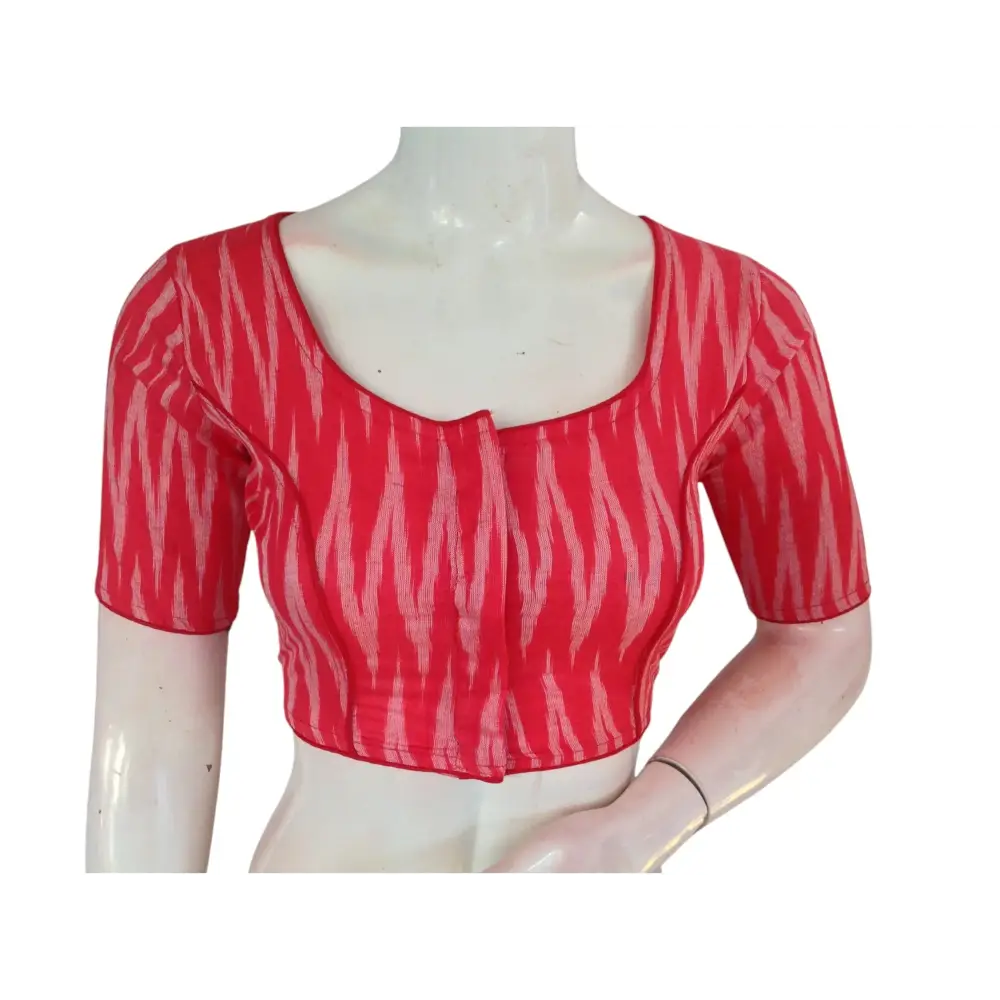 Peach Red : Readymade Cotton Saree Blouse - D3blouses