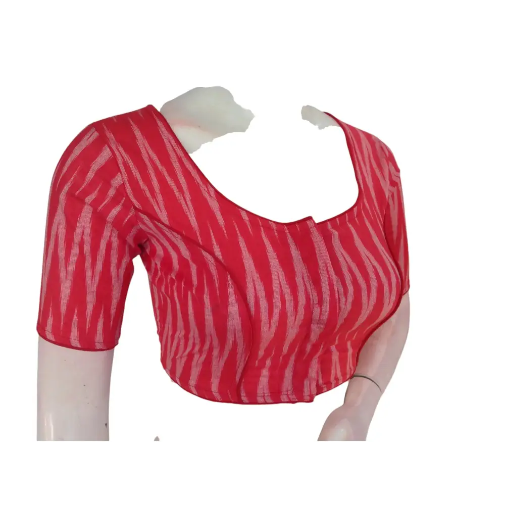 Peach Red : Readymade Cotton Saree Blouse - D3blouses