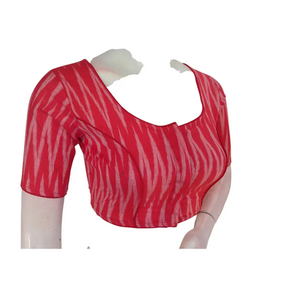 Peach Red : Readymade Cotton Saree Blouse - D3blouses