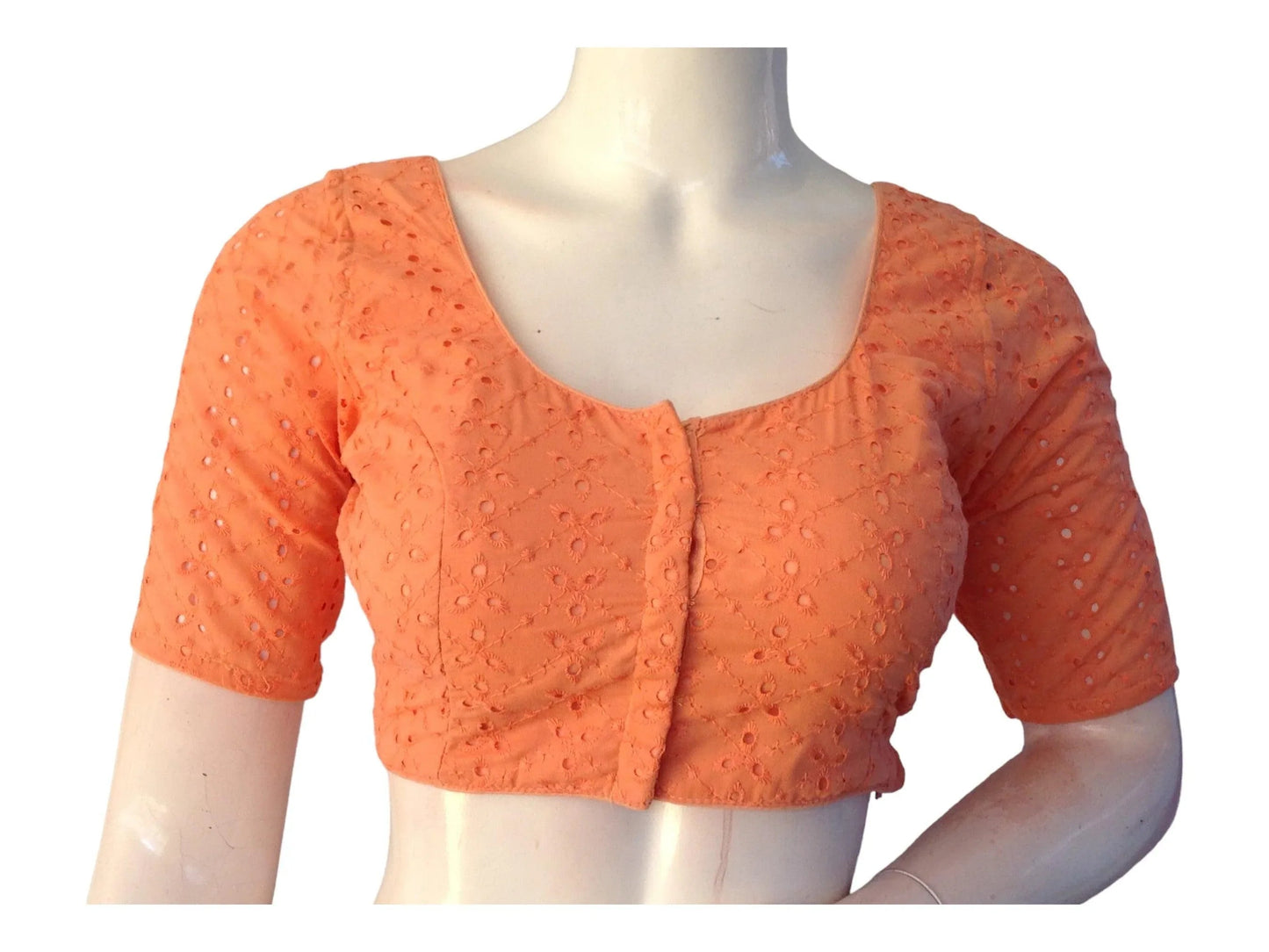 Peach Saree Blouse, Cotton Readymade Blouse, Indian Choli top - D3blouses