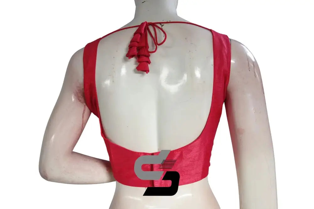 Peachy Chic, Plain Semi Silk Designer Readymade Saree Blouse - D3blouses