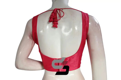 Peachy Chic, Plain Semi Silk Designer Readymade Saree Blouse - D3blouses