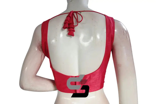 Peachy Chic, Plain Semi Silk Designer Readymade Saree Blouse - D3blouses