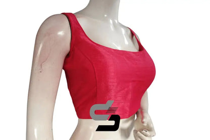 Peachy Chic, Plain Semi Silk Designer Readymade Saree Blouse - D3blouses