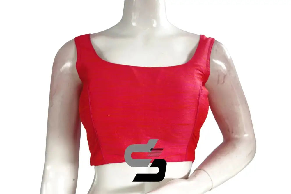 Peachy Perfection, Plain Semi Silk Designer Readymade Saree Blouse - D3blouses