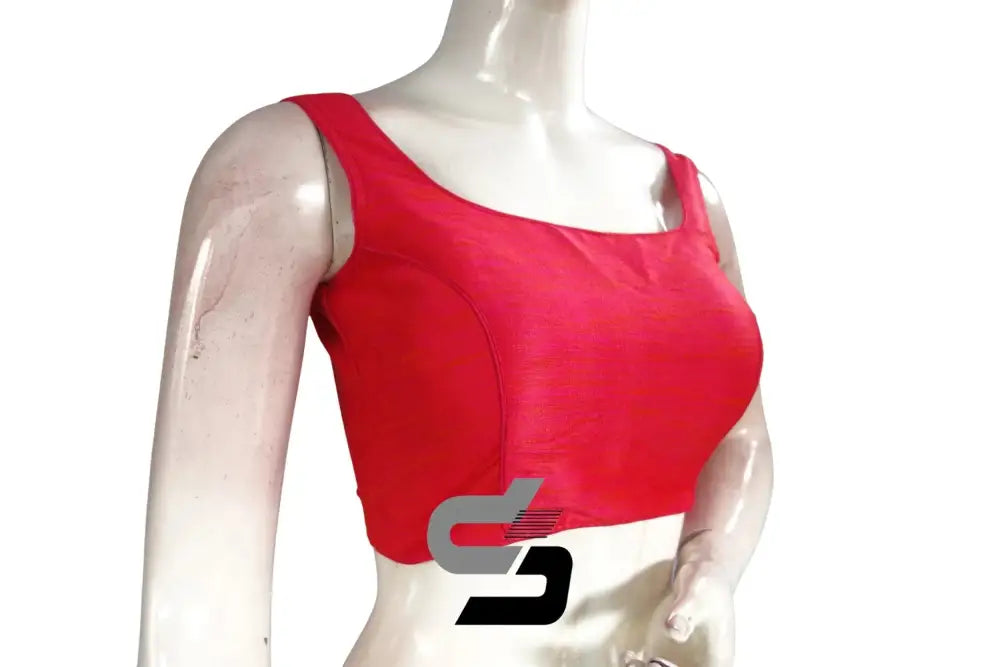 Peachy Perfection, Plain Semi Silk Designer Readymade Saree Blouse - D3blouses