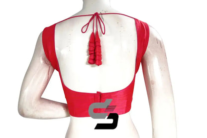 Peachy Perfection, Plain Semi Silk Designer Readymade Saree Blouse - D3blouses