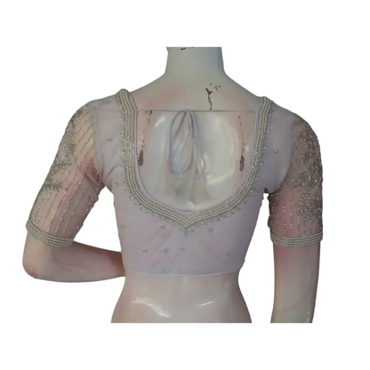 Pearl Perfection: Readymade Aari Handwork Readymade Saree Blouse - D3blouses