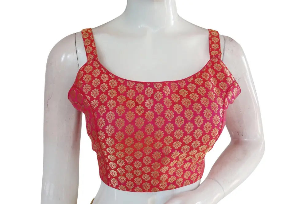 Pink Color Brocade Silk Designer Readymade blouse - D3blouses