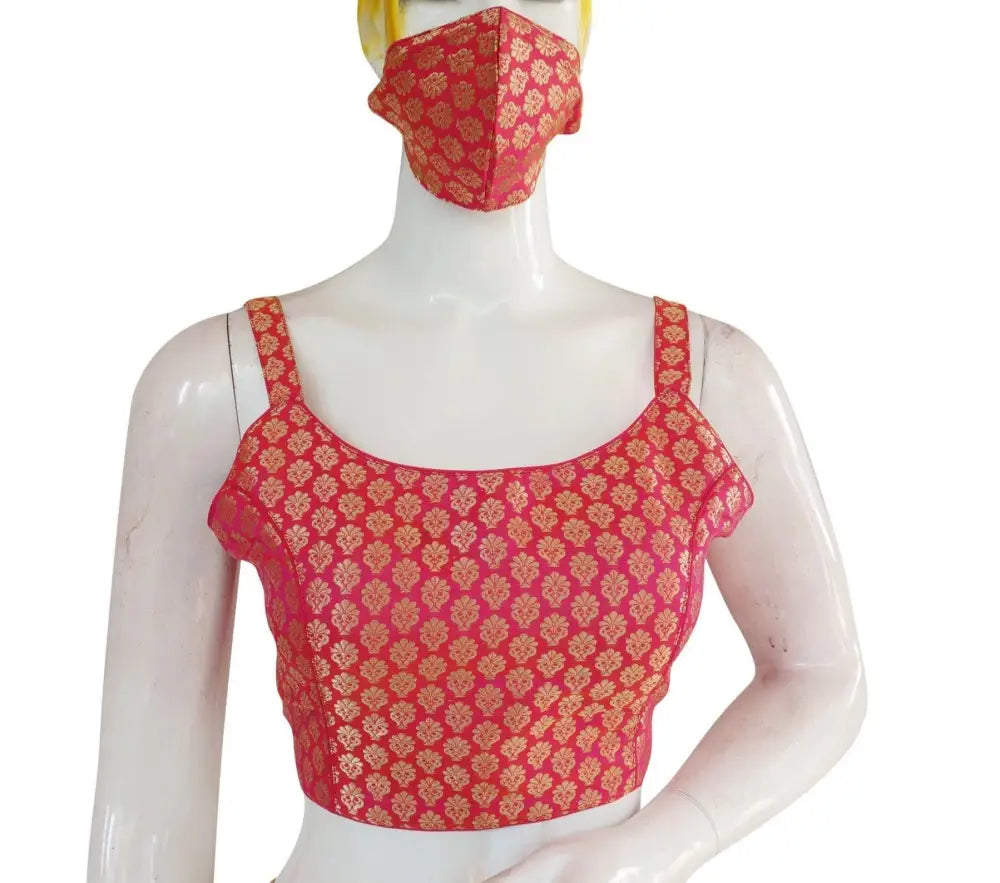 Pink Color Brocade Silk Designer Readymade blouse - D3blouses