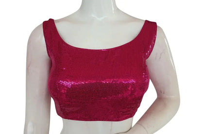 Pink Color Designer Sequin Georgette Indian Saree Readymade Blouse - D3blouses