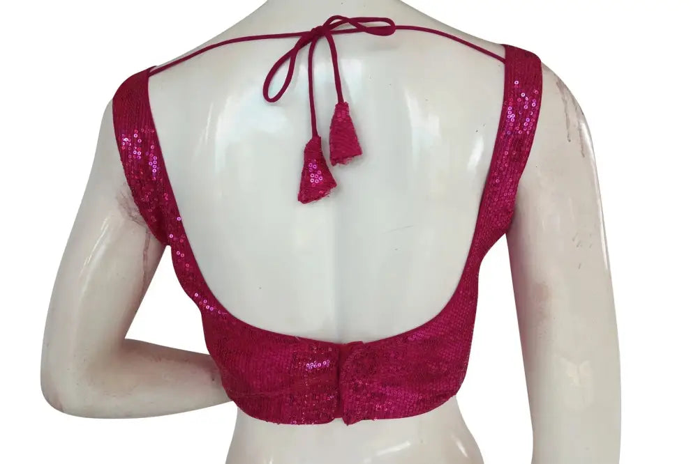 Pink Color Designer Sequin Georgette Indian Saree Readymade Blouse - D3blouses