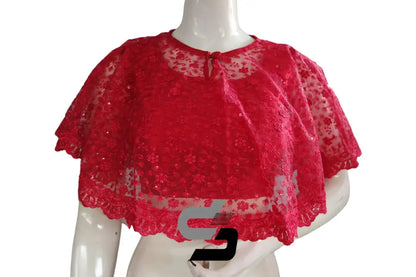 Pink Color High quality Netted Poncho Readymade Blouse - D3blouses