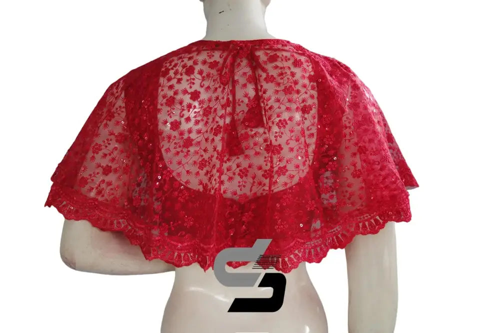 Pink Color High quality Netted Poncho Readymade Blouse - D3blouses