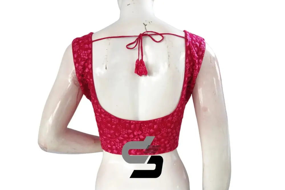 Pink Color Netted Embroidery Designer Readymade Blouse - D3blouses