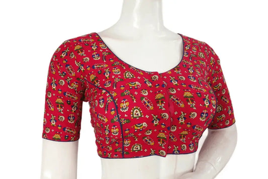 Pink Color Patola Print Cotton Readymade Saree Blouse - D3blouses