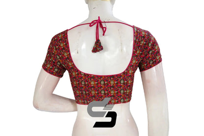 Pink Color Patola Print Cotton Readymade Saree Blouse - D3blouses