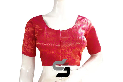 Pink Color Premium Brocade Silk Readymade Saree Blouse - D3blouses