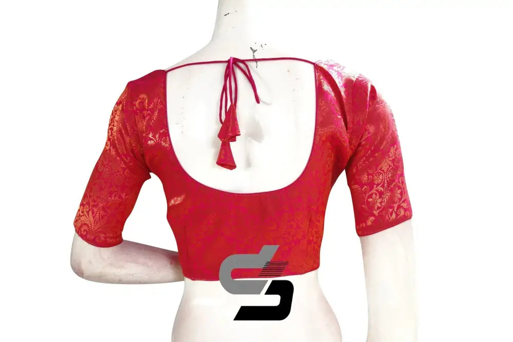 Pink Color Premium Brocade Silk Readymade Saree Blouse - D3blouses
