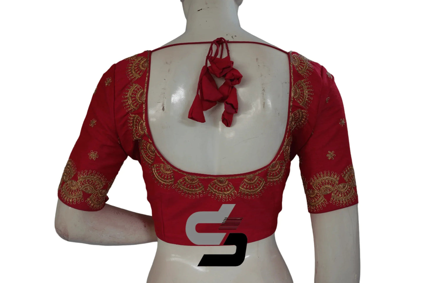 Pink Color Semi Silk Designer Embroidery Readymade Saree Blouse - D3blouses